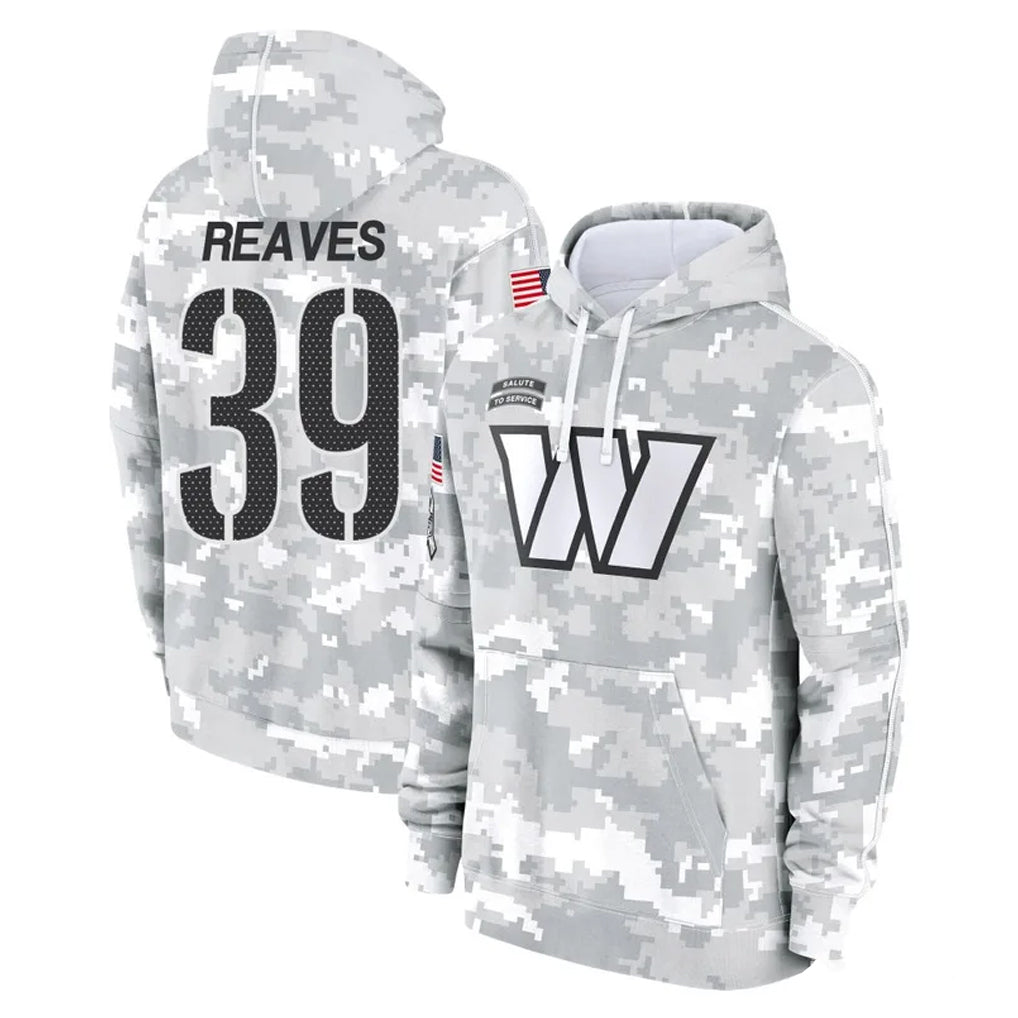 W.Commanders #39 Jeremy Reaves Player Arctic Camo Limited Salute to Service pullover hoodies