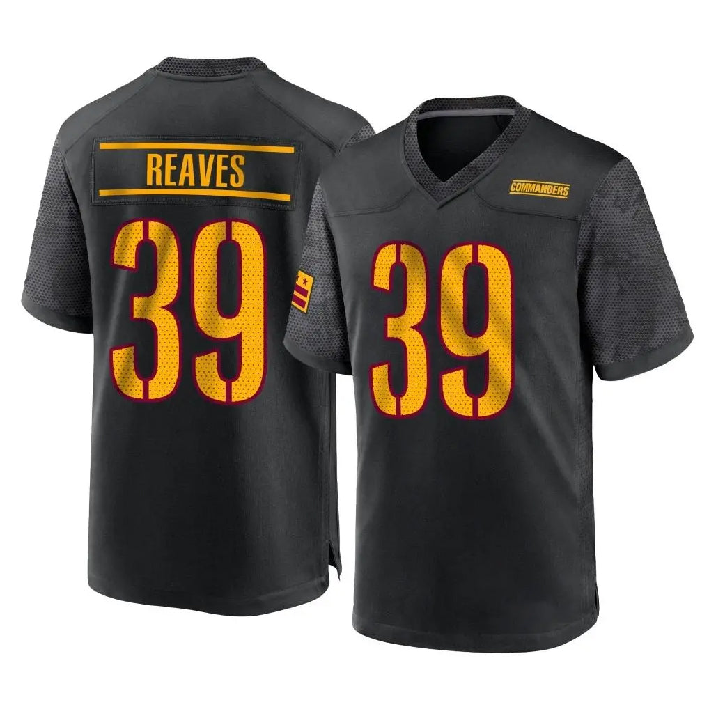 W.Commanders #39 Jeremy Reaves Player Black Home Game Stitched Jerseys