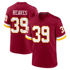 W.Commanders #39 Jeremy Reaves Player Burgundy Game Home Stitched Jerseys