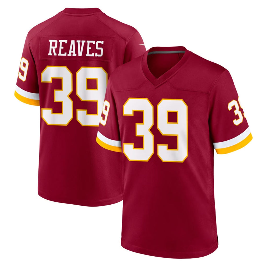 W.Commanders #39 Jeremy Reaves Player Burgundy Game Home Stitched Jerseys