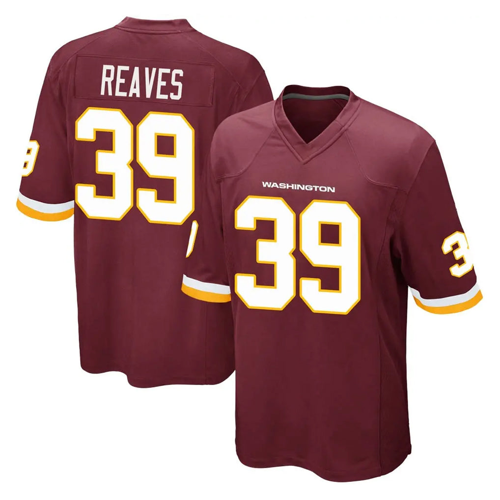 W.Commanders #39 Jeremy Reaves Player Burgundy Team Color Home Game Stitched Jerseys