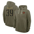 W.Commanders #39 Jeremy Reaves Player Olive Salute to Service Pullover Hoodies Limited Home Stitched Jerseys