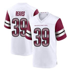W.Commanders #39 Jeremy Reaves Player White Game Home Stitched Jerseys