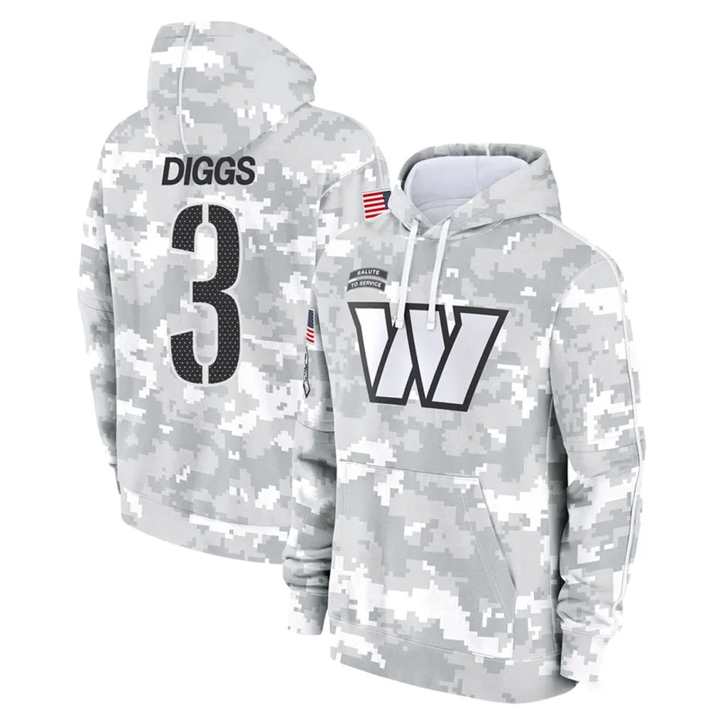 W.Commanders #3 Stefon Diggs Player Arctic Camo Limited Salute to Service pullover hoodies