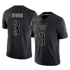 W.Commanders #3 Stefon Diggs Player Black Limited Reflective Home Game Stitched Jerseys