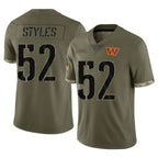 W.Commanders #52 Sonny Styles Player Olive Salute To Service Limited Home Game Stitched Jerseys