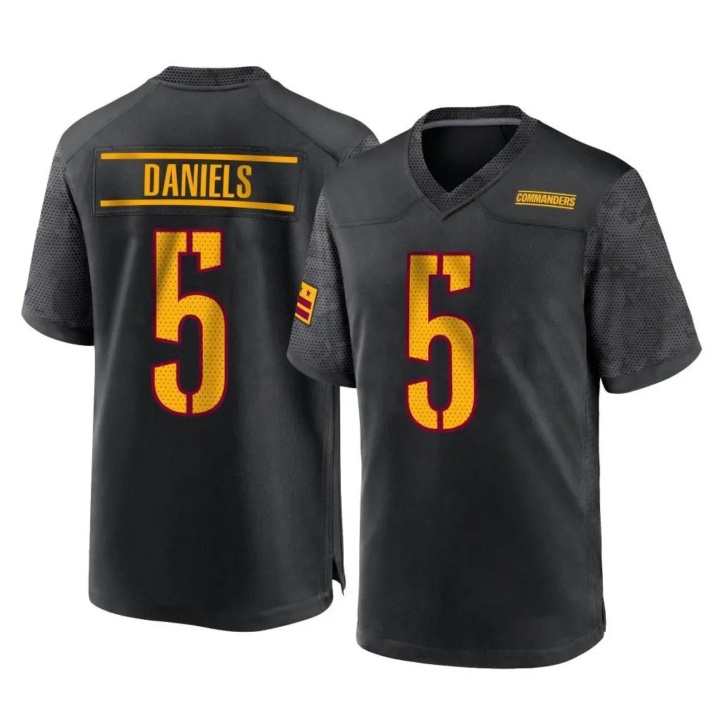 W.Commanders #5 Jayden Daniels Player Black Home Game Stitched Jerseys