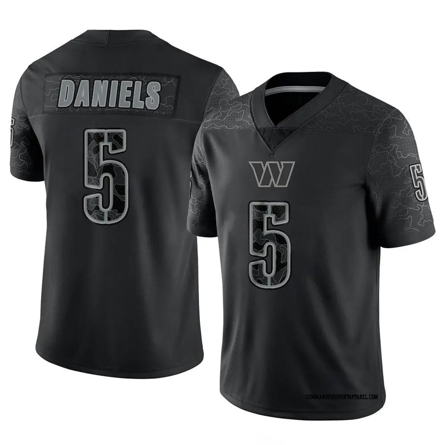 W.Commanders #5 Jayden Daniels Player Black RFLCTV Limited Stitched Jerseys