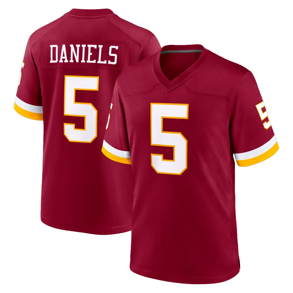 W.Commanders #5 Jayden Daniels Player Burgundy Game Home Stitched Jerseys