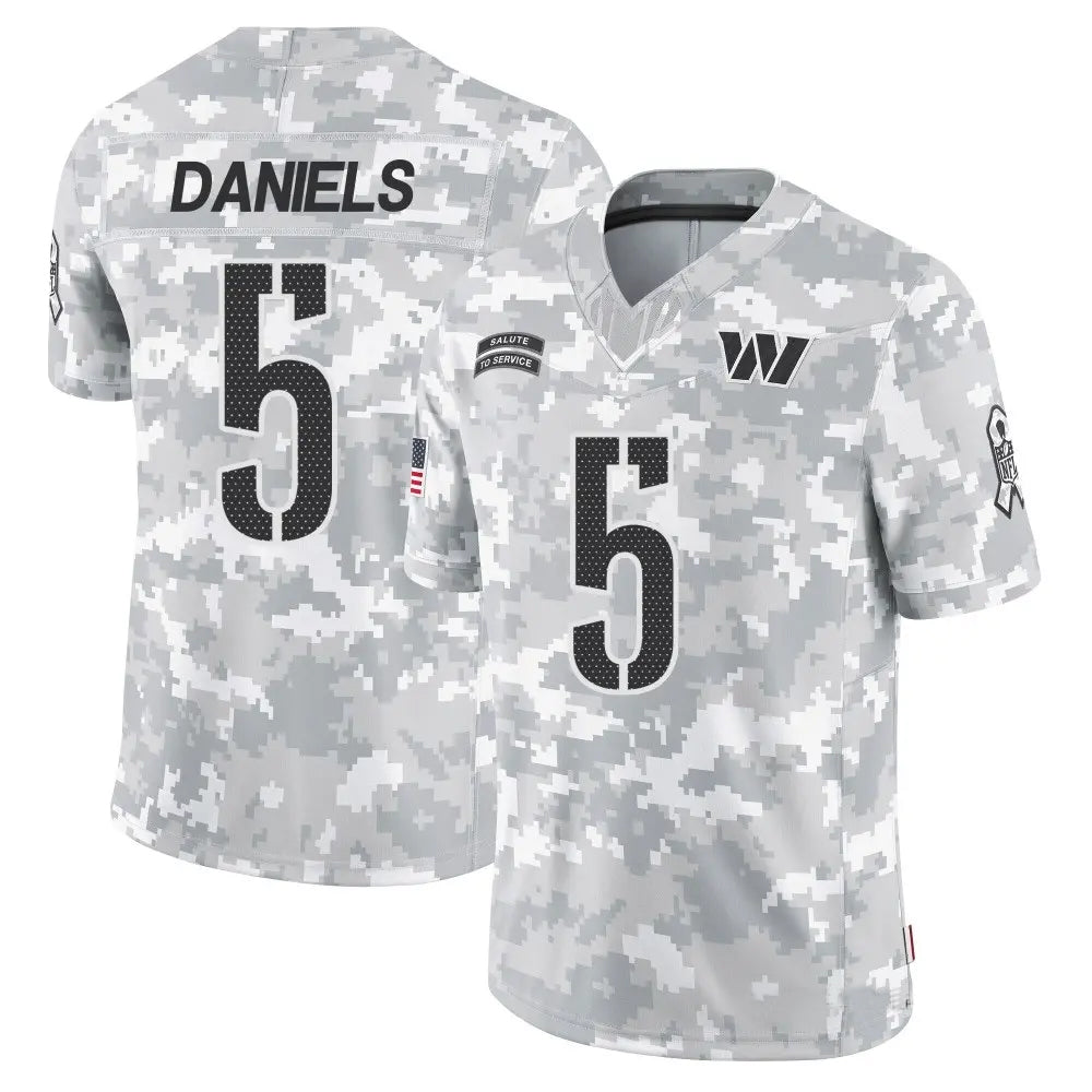 W.Commanders #5 Jayden Daniels Player Limited Arctic Camo Salute to Service Stitched Jerseys
