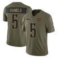 W.Commanders #5 Jayden Daniels Player Olive 2025 Salute To Service Limited Home Game Stitched Jerseys