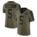 W.Commanders #5 Jayden Daniels Player Olive Salute To Service Limited Game Stitched Jerseys