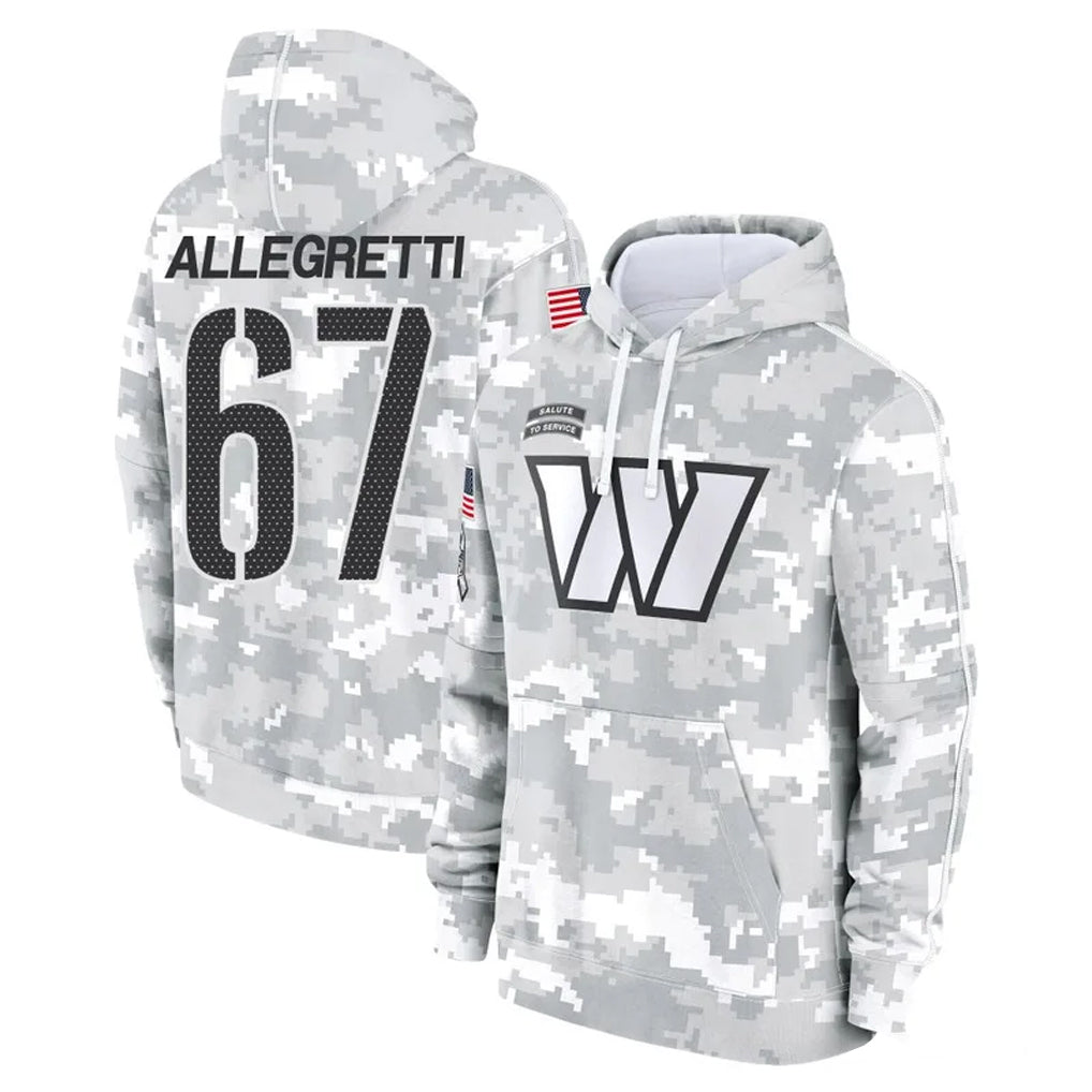 W.Commanders #67 Nick Allegretti Player Arctic Camo Limited Salute to Service pullover hoodies