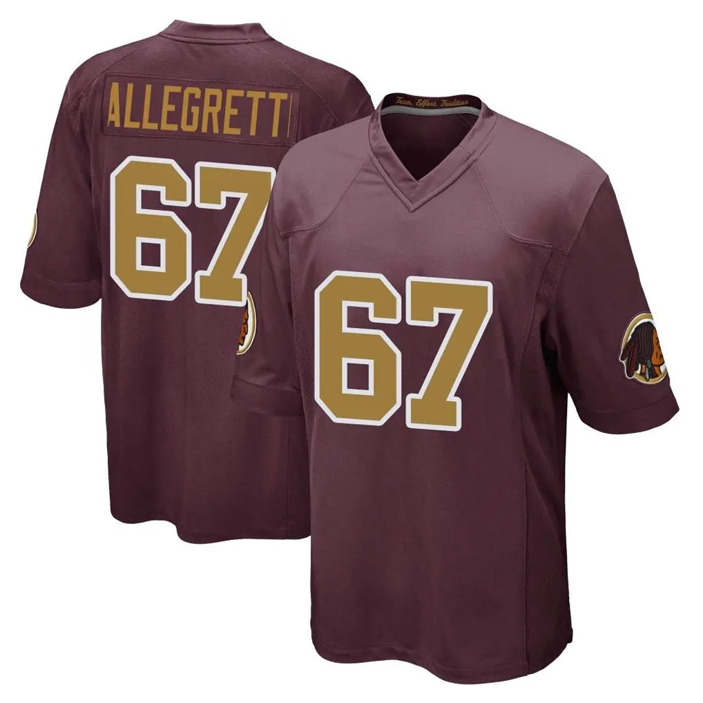 W.Commanders #67 Nick Allegretti Player Burgundy Alternate Home Game Stitched Jerseys