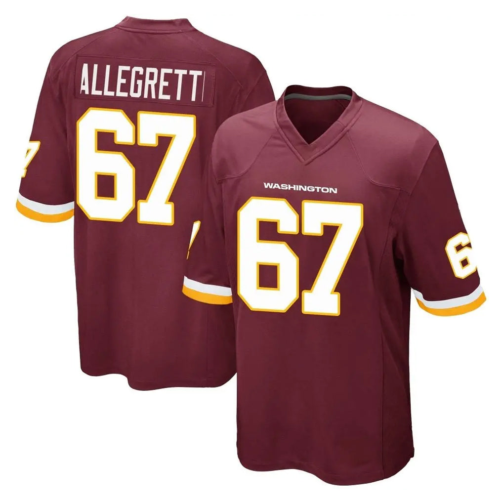 W.Commanders #67 Nick Allegretti Player Burgundy Team Color Home Game Stitched Jerseys