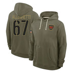 W.Commanders #67 Nick Allegretti Player Olive Salute to Service Pullover Hoodies Limited Home Stitched Jerseys