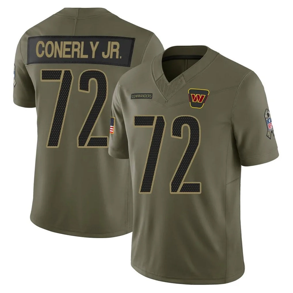 W.Commanders #72 Josh Conerly Jr. Player Olive 2025 Salute To Service Limited Home Game Stitched Jerseys