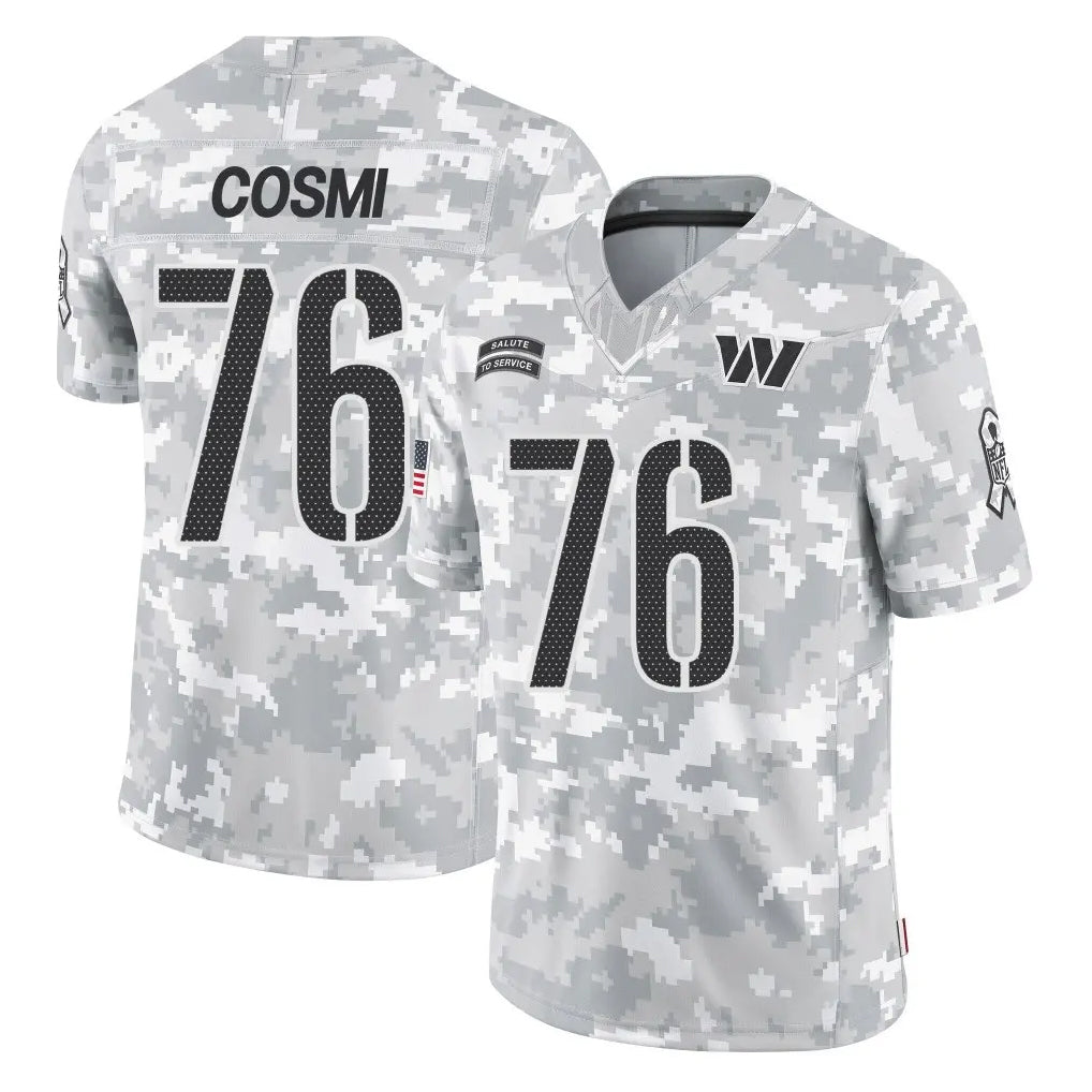 W.Commanders #76 Sam Cosmi Player Arctic Camo Limited Salute To Service Home Game Stitched Jerseys