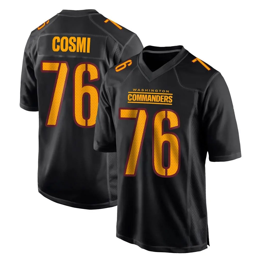 W.Commanders #76 Sam Cosmi Player Black Carbon Fashion Home Game Stitched Jerseys
