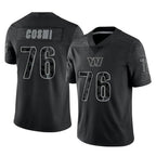 W.Commanders #76 Sam Cosmi Player Black Limited Reflective Home Game Stitched Jerseys