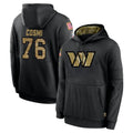 W.Commanders #76 Sam Cosmi Player Black Salute to Service Performance Pullover Hoodies Home Game Stitched Jerseys