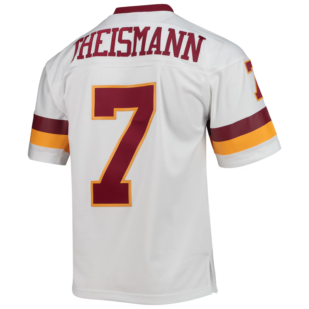 W.Commanders #7 Joe Theismann Mitchell & Ness White Legacy Replica Stitched Puhic Jersey