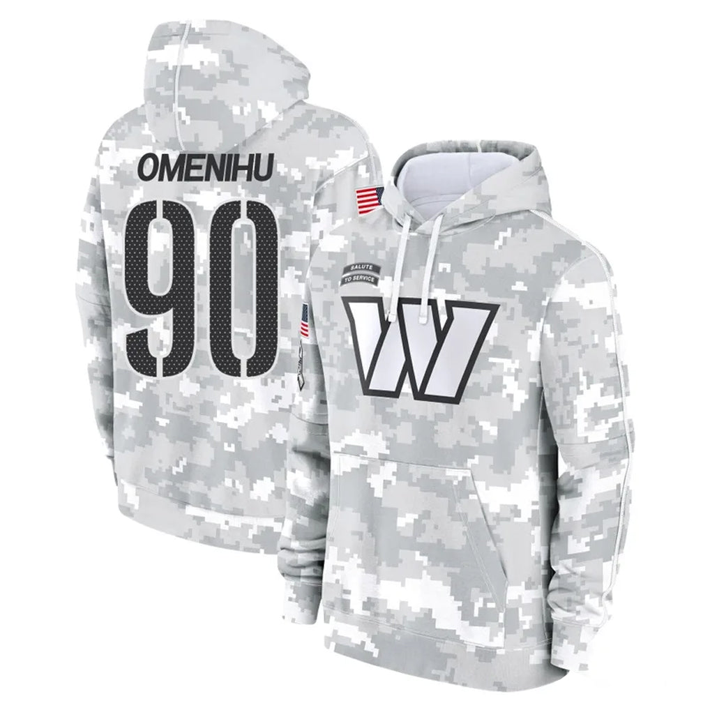 W.Commanders #90 Charles Omenihu Player Arctic Camo Limited Salute to Service pullover hoodies