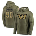 W.Commanders #90 Charles Omenihu Player Olive Salute to Service Pullover Hoodie Limited Home Game Stitched Jerseys
