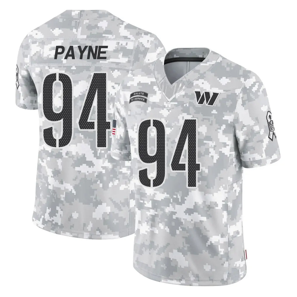 W.Commanders #94 Daron Payne Player Arctic Camo Limited Salute To Service Home Game Stitched Jerseys