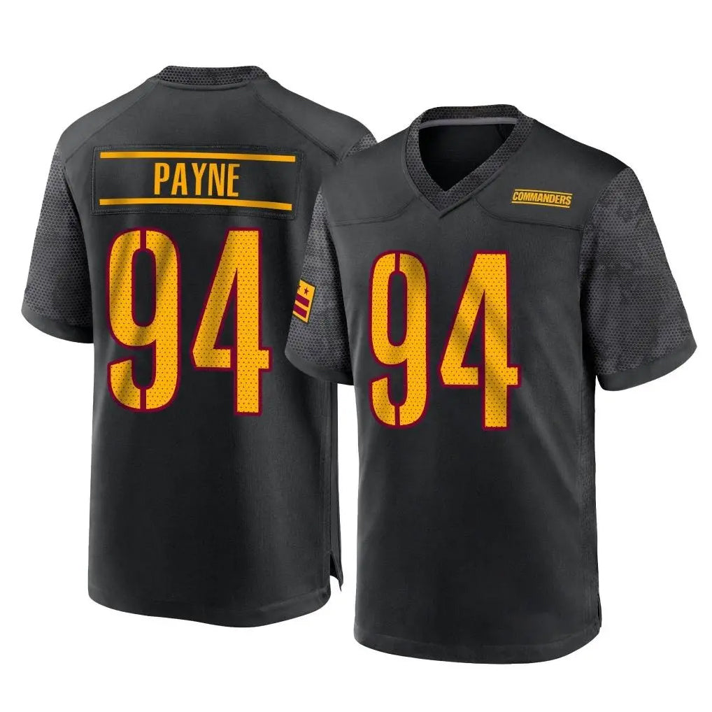 W.Commanders #94 Daron Payne Player Black Home Game Stitched Jerseys