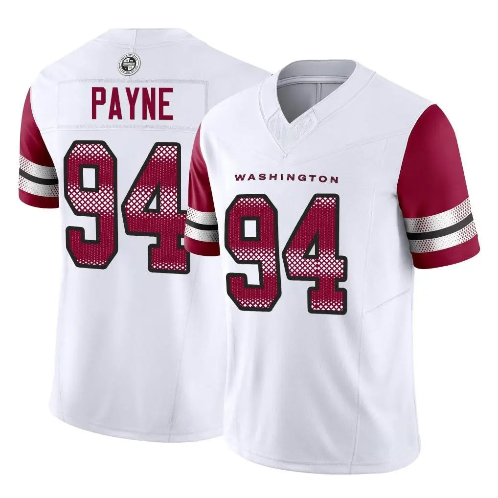W.Commanders #94 Daron Payne Player White Vapor F.U.S.E. Limited Home Game Stitched Jerseys