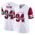 W.Commanders #94 Daron Payne Player White Vapor F.U.S.E. Limited Home Game Stitched Jerseys