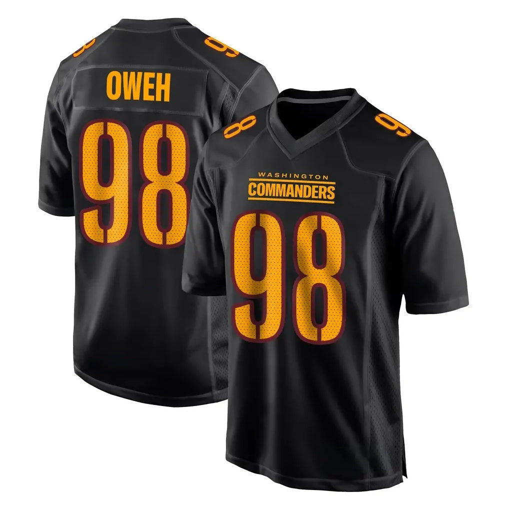 W.Commanders #98 Odafe Oweh Player Black Carbon Fashion Home Game Stitched Jerseys