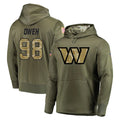 W.Commanders #98 Odafe Oweh Player Olive Salute to Service Pullover Hoodie Limited Home Game Stitched Jerseys