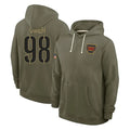 W.Commanders #98 Odafe Oweh Player Olive Salute to Service Pullover Hoodies Limited Home Stitched Jerseys