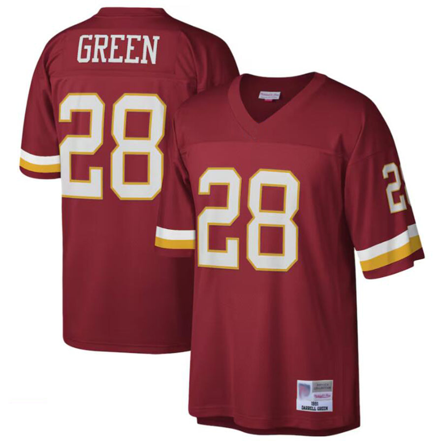 Washington Football Team #28 Darrell Green Mitchell & Ness Burgundy Legacy Replica Stitched Jersey