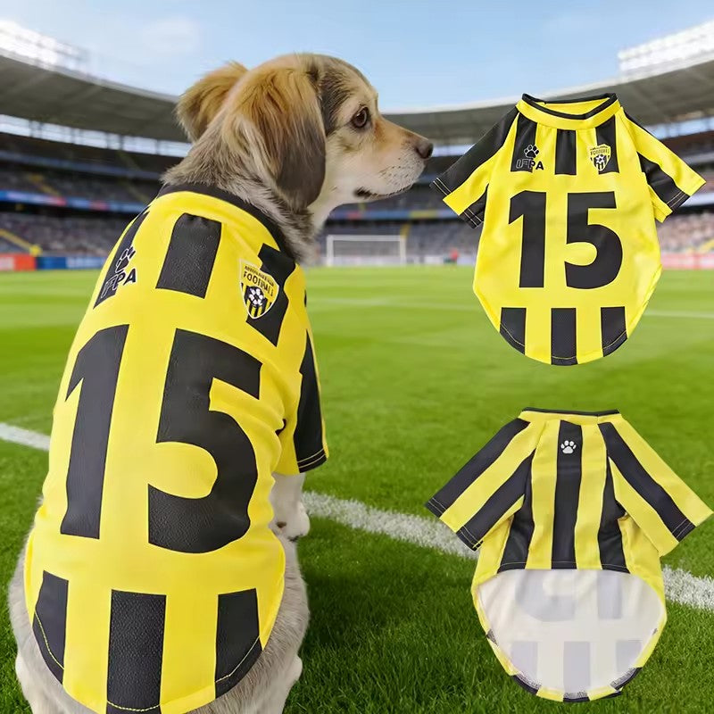 Yellow Number 15 Mesh Breathable Dog Clothes Teddy Sport Large Dog Jersey Basketball Clothing Puppy T-Shirts Summer Pet Cat Shirts